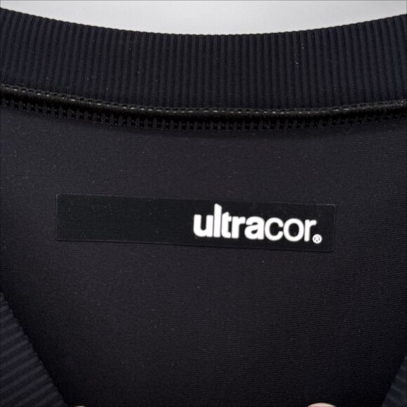 ULTRACOR SHORT SLEEVE TEAL FLORAL PRINT ON BLACK TOP M - Picture 4 of 7